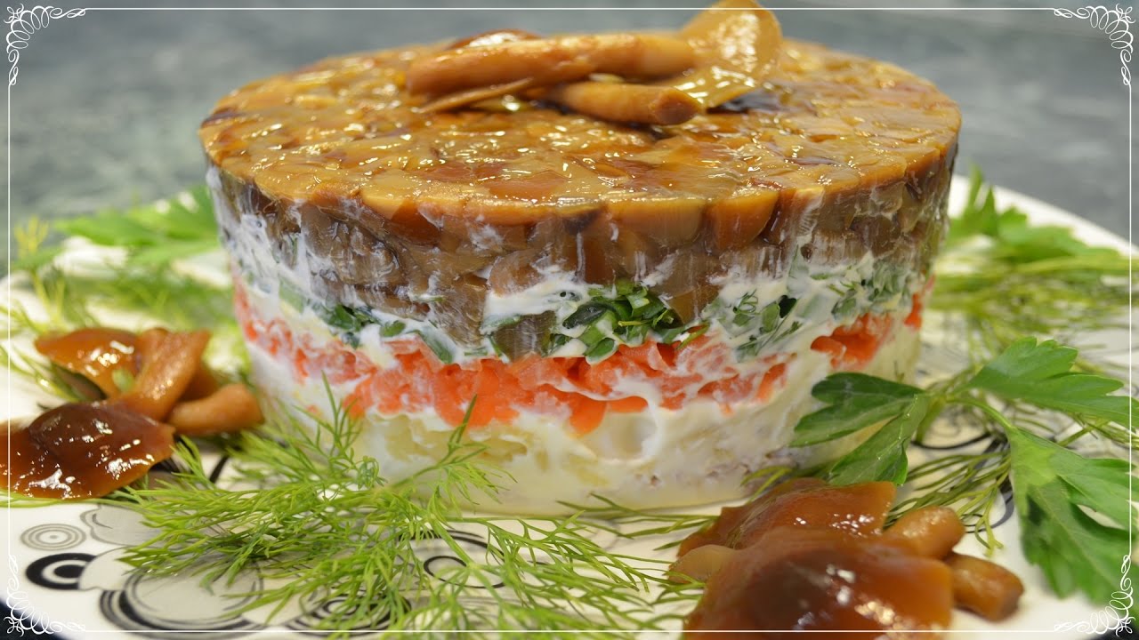 Салат грибная поляна рецепт с с корейской морковкой Салат грибная поляна рецепт с с корейской морковкой